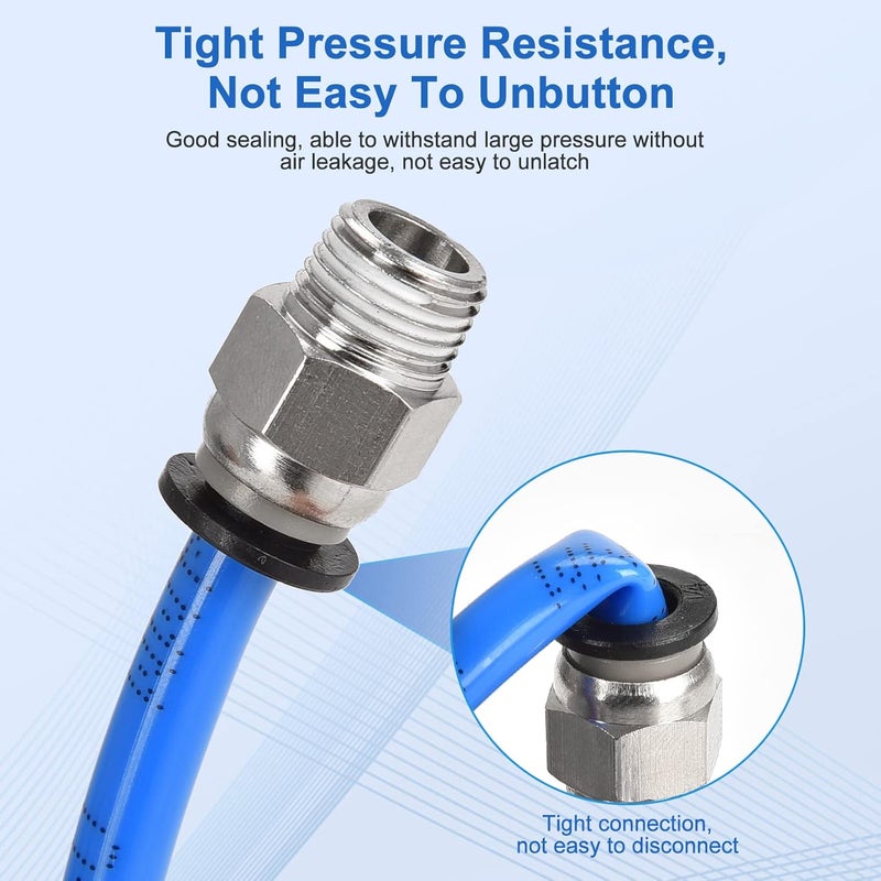 cnaodun 12 Pcs Push to Connect Fittings 1/4 Inch Tube OD x 1/8 Inch NPT Thread Pneumatic Male Straight and Elbow Quick Connect Air line fittings - Image 4